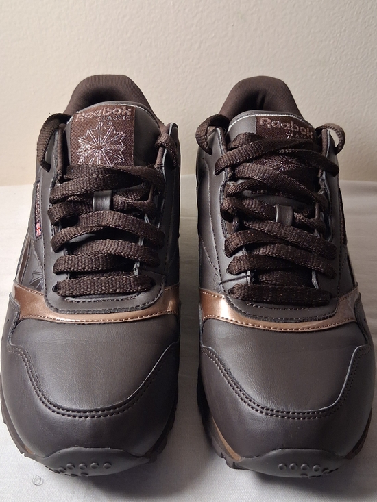 Reebok Shoes - Reebok Classic Leather Brown Bronze Metallic Low Top Sneakers Womens